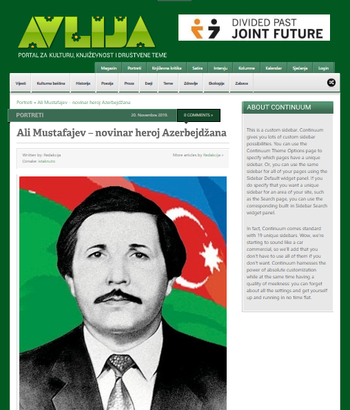 ALI MUSTAFAJEV, NOVINAR HEROJ AZERBEJDŽANA 